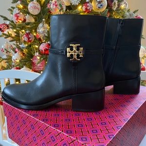 Tory Burch Miller Bootie Black Leather Size10.5